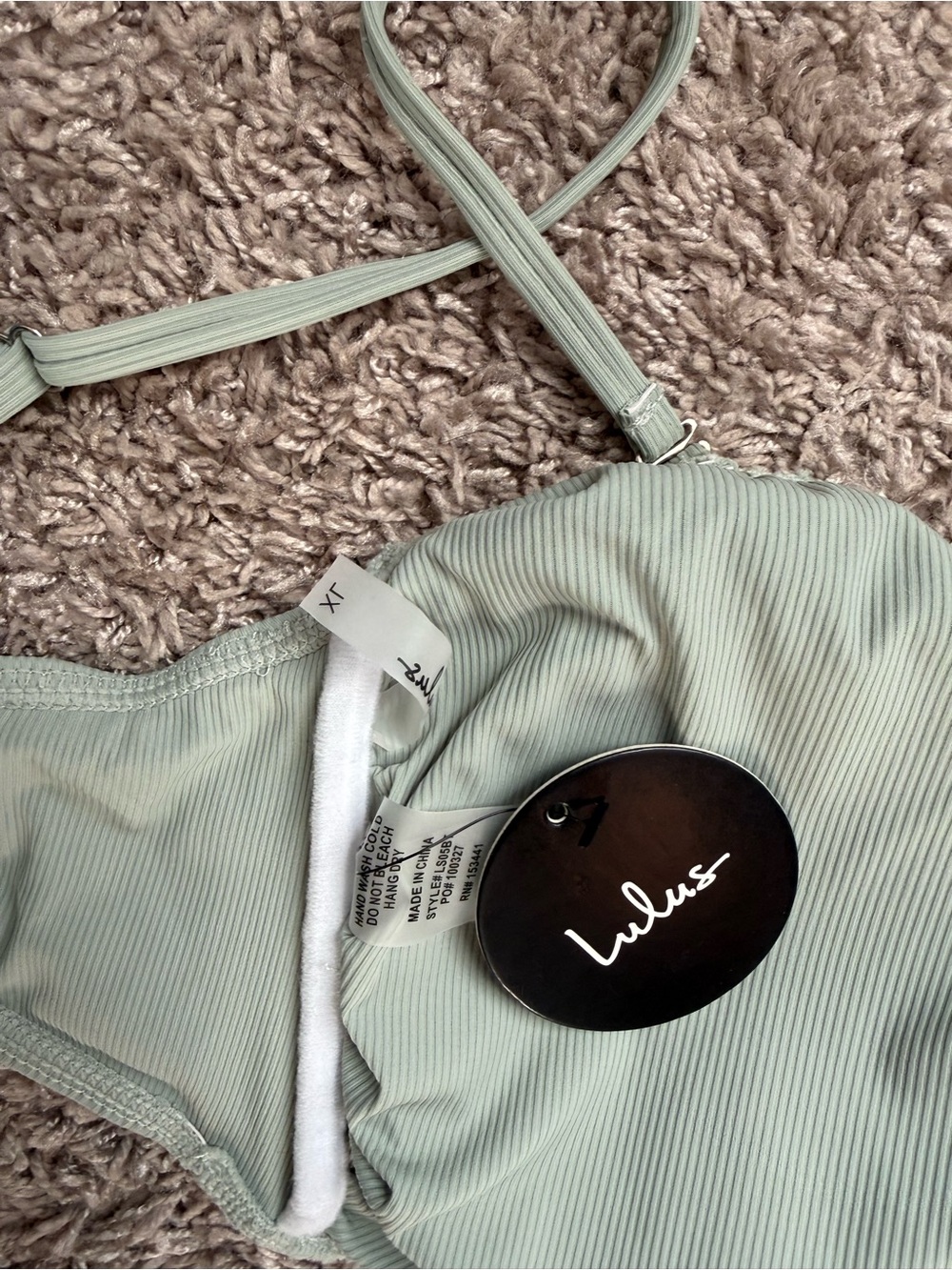 Lulu's Mint Green Ribbed Bikini Top with Center Buckle - Picture 3 of 3